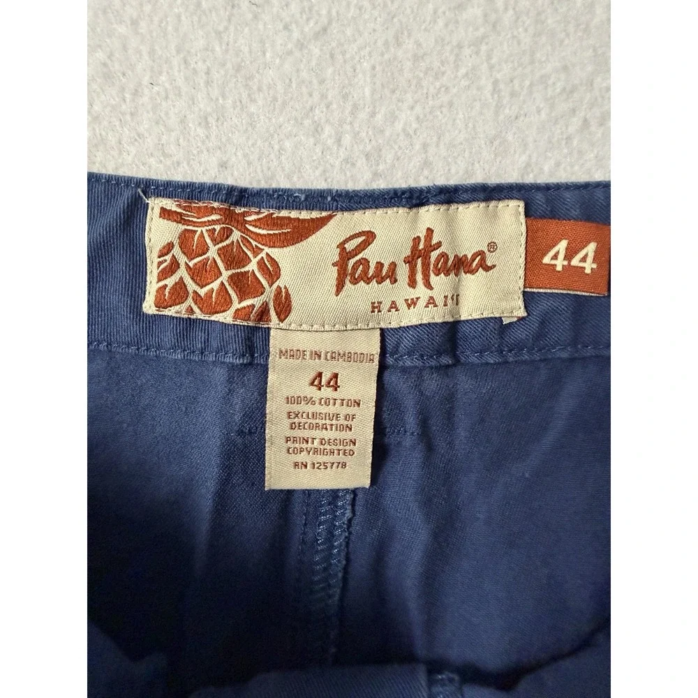 Pau Hana Hawaii Mens Cargo Shorts Size 44 Blue 100% Cotton Outdoors Fishing